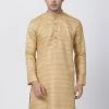 Buy 1 Get 1 VASTRAMAY Men's Beige Cotton Silk Blend Kurta