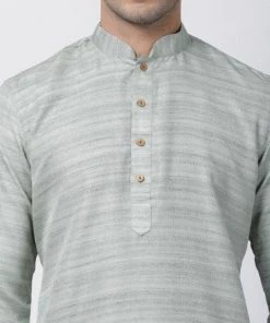 Buy 1 Get 1 VASTRAMAY Men's Light Green Cotton Silk Blend Kurta