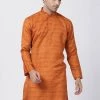 VASTRAMAY Men's Brown Cotton Silk Blend Kurta Buy 1 Get 1