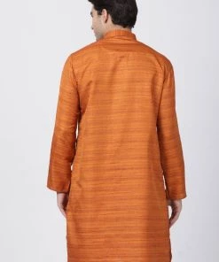 VASTRAMAY Men's Brown Cotton Silk Blend Kurta Buy 1 Get 1