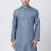 VASTRAMAY Men's Grey Cotton Silk Blend Kurta Buy 1 Get 1