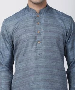 VASTRAMAY Men's Grey Cotton Silk Blend Kurta Buy 1 Get 1 10 VASTRAMAY Men's Grey Cotton Silk Blend Kurta Buy 1 Get 1