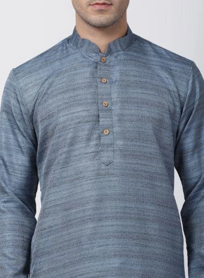 VASTRAMAY Men's Grey Cotton Silk Blend Kurta Buy 1 Get 1 5 VASTRAMAY Men's Grey Cotton Silk Blend Kurta Buy 1 Get 1