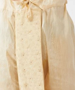 Dhoti Kurta Sets VASTRAMAY Men's Aqua Blue And Gold Silk Blend Kurta And Dhoti Set