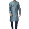 Vastramay Men's Light Blue Cotton Silk Blend Kurta And Pyjama Set