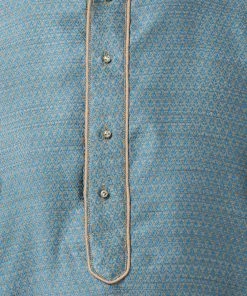 Vastramay Men's Light Blue Cotton Silk Blend Kurta And Pyjama Set 10 Vastramay Men's Light Blue Cotton Silk Blend Kurta And Pyjama Set