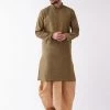VASTRAMAY Men's Black And Rose Gold Silk Blend Kurta And Dhoti Set Dhoti Kurta Sets