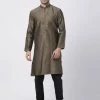 Vastramay Men's Black Cotton Silk Blend Kurta And Pyjama Set