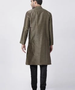 Vastramay Men's Black Cotton Silk Blend Kurta And Pyjama Set 12 Vastramay Men's Black Cotton Silk Blend Kurta And Pyjama Set