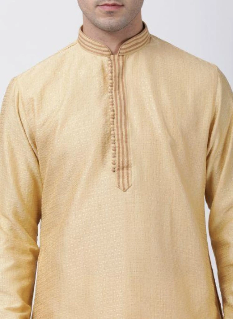 Vastramay Men's Beige Cotton Silk Blend Kurta And Pyjama Set 5 Vastramay Men's Beige Cotton Silk Blend Kurta And Pyjama Set