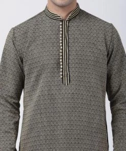 VASTRAMAY Men's Black Silk Blend Kurta Buy 1 Get 1