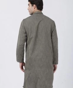 VASTRAMAY Men's Black Silk Blend Kurta Buy 1 Get 1