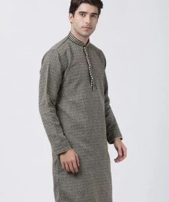 VASTRAMAY Men's Black Silk Blend Kurta Buy 1 Get 1