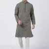 Vastramay Men's Black Cotton Silk Blend Kurta And Pyjama Set