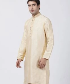 Buy 1 Get 1 VASTRAMAY Men's White Silk Blend Kurta