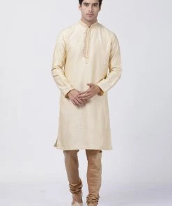 Buy 1 Get 1 VASTRAMAY Men's White Silk Blend Kurta