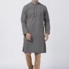 Vastramay Men's Dark Blue Cotton Silk Blend Kurta And Churidar Set Kurta Sets