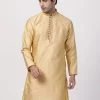 VASTRAMAY Men's Beige Silk Blend Kurta Buy 1 Get 1