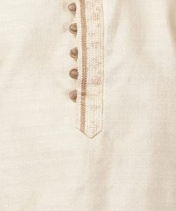 Vastramay Men's Cream Cotton Silk Blend Kurta And Churidar Set 10 Vastramay Men's Cream Cotton Silk Blend Kurta And Churidar Set