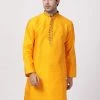 VASTRAMAY Men's Orange Cotton Silk Blend Kurta Buy 1 Get 1