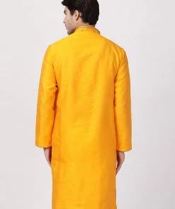 VASTRAMAY Men's Orange Cotton Silk Blend Kurta Buy 1 Get 1