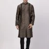 Vastramay Men's Black Cotton Silk Blend Kurta And Pyjama Set