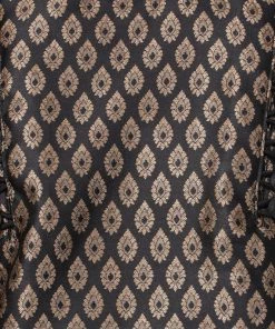Vastramay Men's Black Cotton Silk Blend Kurta And Churidar Set 10 Vastramay Men's Black Cotton Silk Blend Kurta And Churidar Set