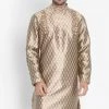 VASTRAMAY Men's Gold Cotton Silk Blend Kurta