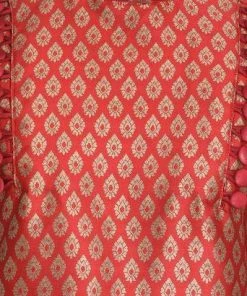 VASTRAMAY Men's Maroon Silk Blend Kurta