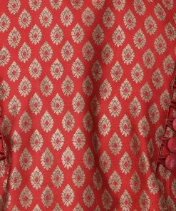 VASTRAMAY Men's Maroon Cotton Silk Blend Kurta And Churidar Set