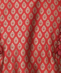 VASTRAMAY Men's Maroon Cotton Silk Blend Kurta And Churidar Set