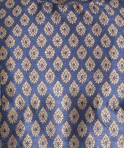 VASTRAMAY Men's Navy Blue Cotton Silk Blend Kurta