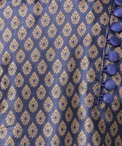 Vastramay Men's Navy Blue Cotton Silk Blend Kurta And Churidar Set Buy 1 Get 1