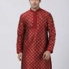 Buy 1 Get 1 VASTRAMAY Men's Maroon Silk Blend Kurta