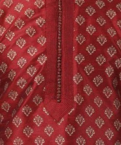 Buy 1 Get 1 VASTRAMAY Men's Maroon Silk Blend Kurta