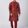 Vastramay Buy 1 Get 1 Men's Maroon Cotton Silk Blend Kurta And Churidar Set 1 Vastramay Buy 1 Get 1 Men's Maroon Cotton Silk Blend Kurta And Churidar Set