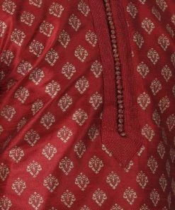 Vastramay Buy 1 Get 1 Men's Maroon Cotton Silk Blend Kurta And Churidar Set