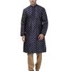 Vastramay Buy 1 Get 1 Men's Navy Blue Cotton Silk Blend Kurta And Churidar Set