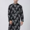 Buy 1 Get 1 VASTRAMAY Men's Black Printed Cotton Blend Kurta