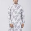Buy 1 Get 1 VASTRAMAY Men's White Printed Cotton Blend Kurta