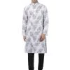 Vastramay Men's White Printed Cotton Kurta And Churidar Set Buy 1 Get 1