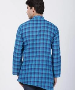 VASTRAMAY Men's Blue Pure Cotton Kurta