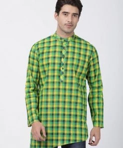 Buy 1 Get 1 VASTRAMAY Men's Green Pure Cotton Kurta