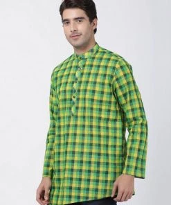 Buy 1 Get 1 VASTRAMAY Men's Green Pure Cotton Kurta
