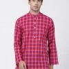 VASTRAMAY Men's Pink Pure Cotton Kurta