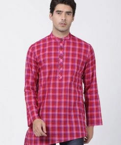 VASTRAMAY Men's Pink Pure Cotton Kurta