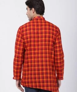 Buy 1 Get 1 VASTRAMAY Men's Red Pure Cotton Kurta