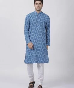 VASTRAMAY Men's Blue Pure Cotton Kurta Buy 1 Get 1