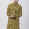 Buy 1 Get 1 VASTRAMAY Men's Green Pure Cotton Kurta