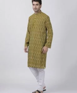 Buy 1 Get 1 VASTRAMAY Men's Green Pure Cotton Kurta